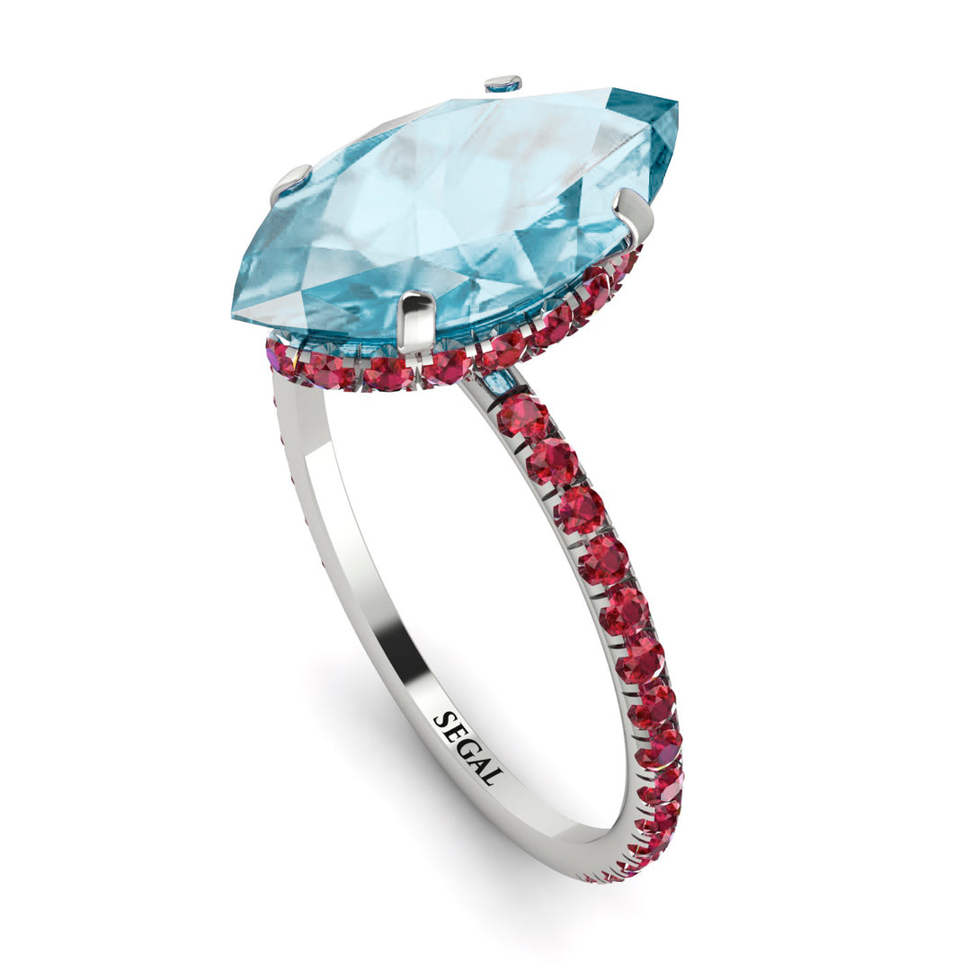 Hidden Halo Marquise Aquamarine Engagement Ring - Journey No. 412