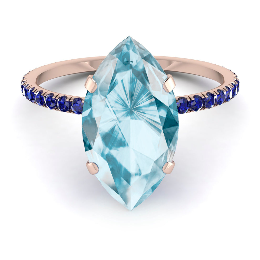 Hidden Halo Marquise Aquamarine Engagement Ring - Journey No. 414
