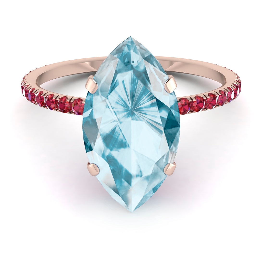 Hidden Halo Marquise Aquamarine Engagement Ring - Journey No. 411