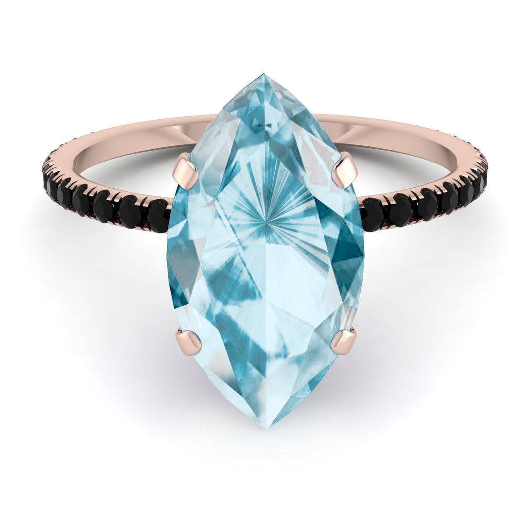 Hidden Halo Marquise Aquamarine Engagement Ring - Journey No. 408