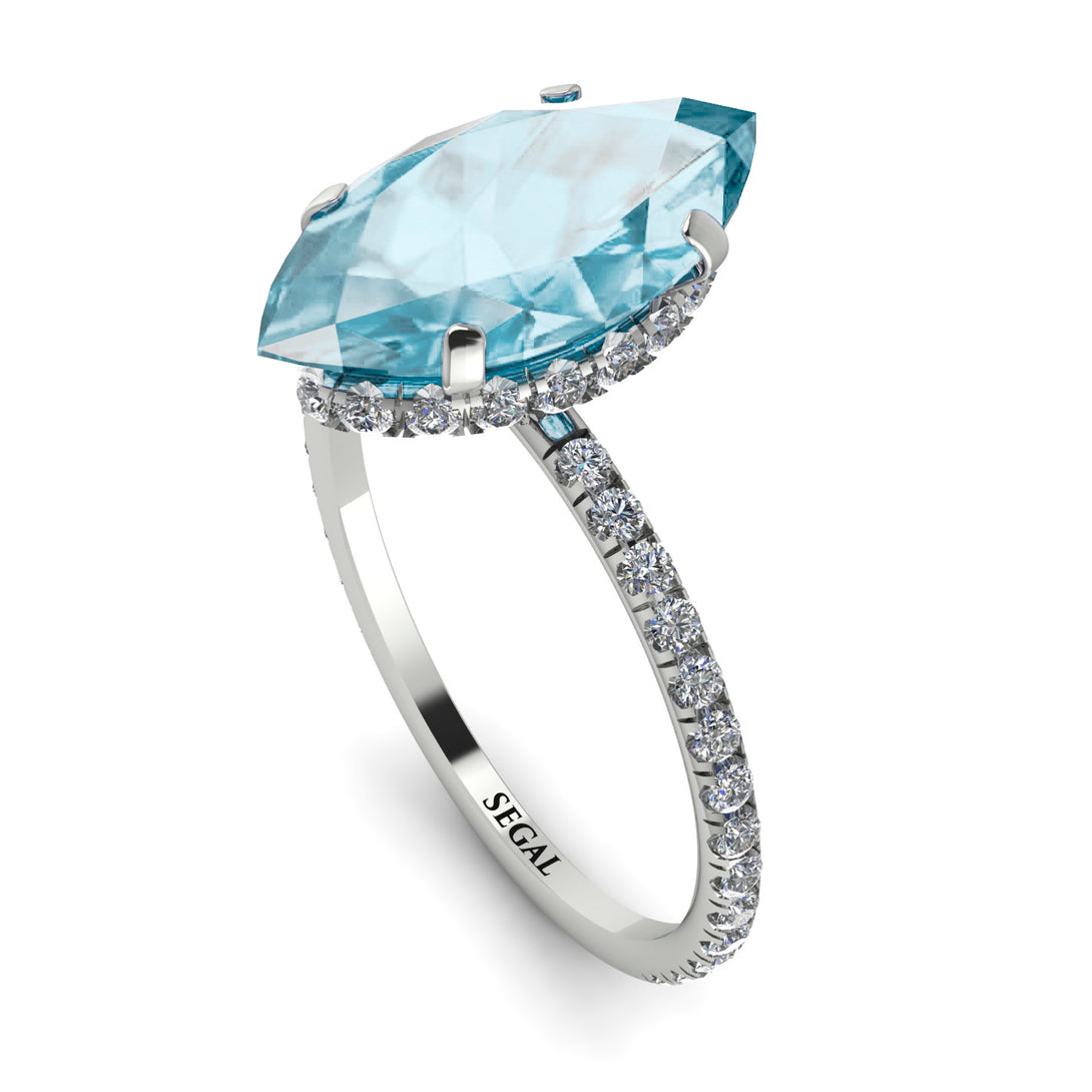 Hidden Halo Marquise Aquamarine Engagement Ring - Journey No. 403
