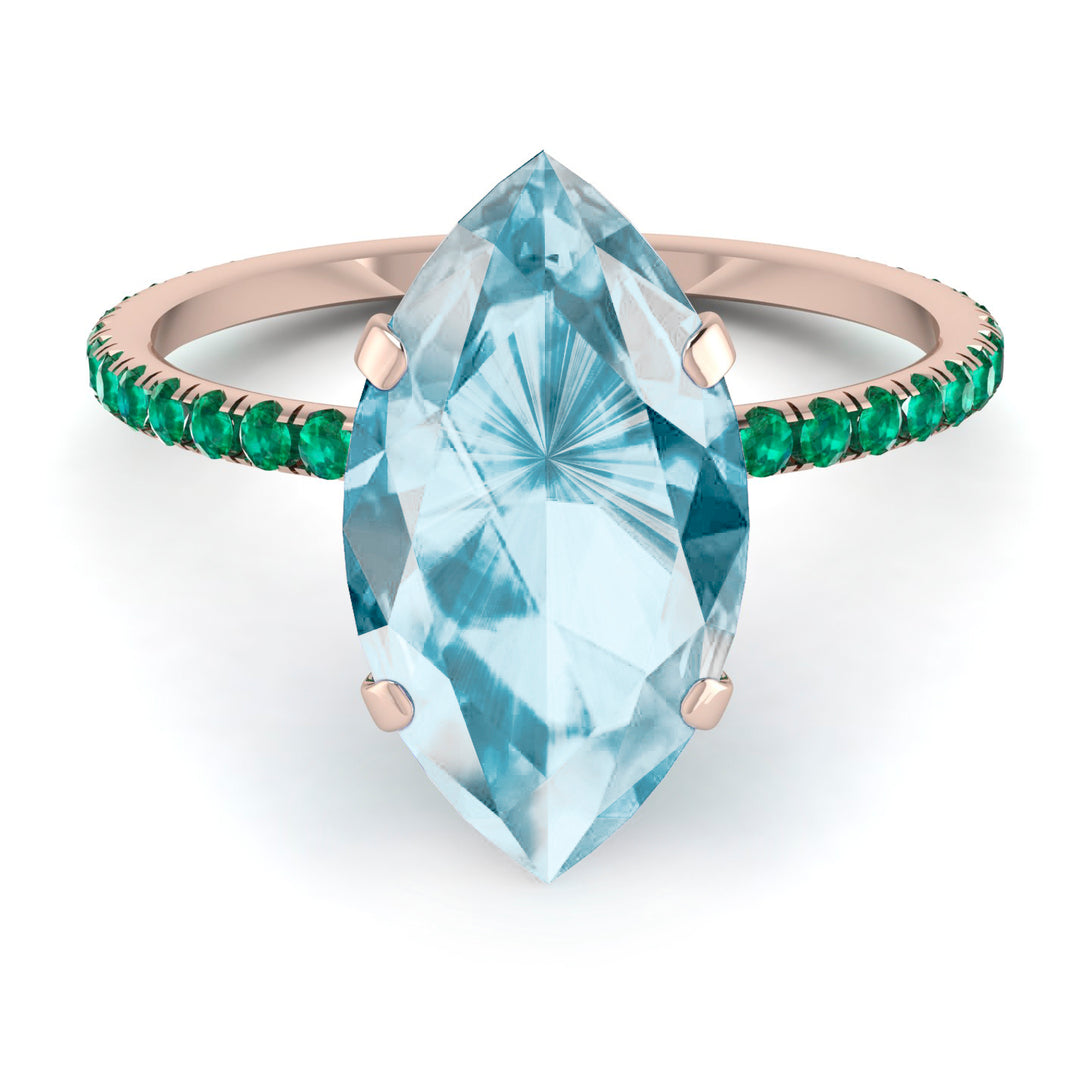 Hidden Halo Marquise Aquamarine Engagement Ring - Journey No. 405