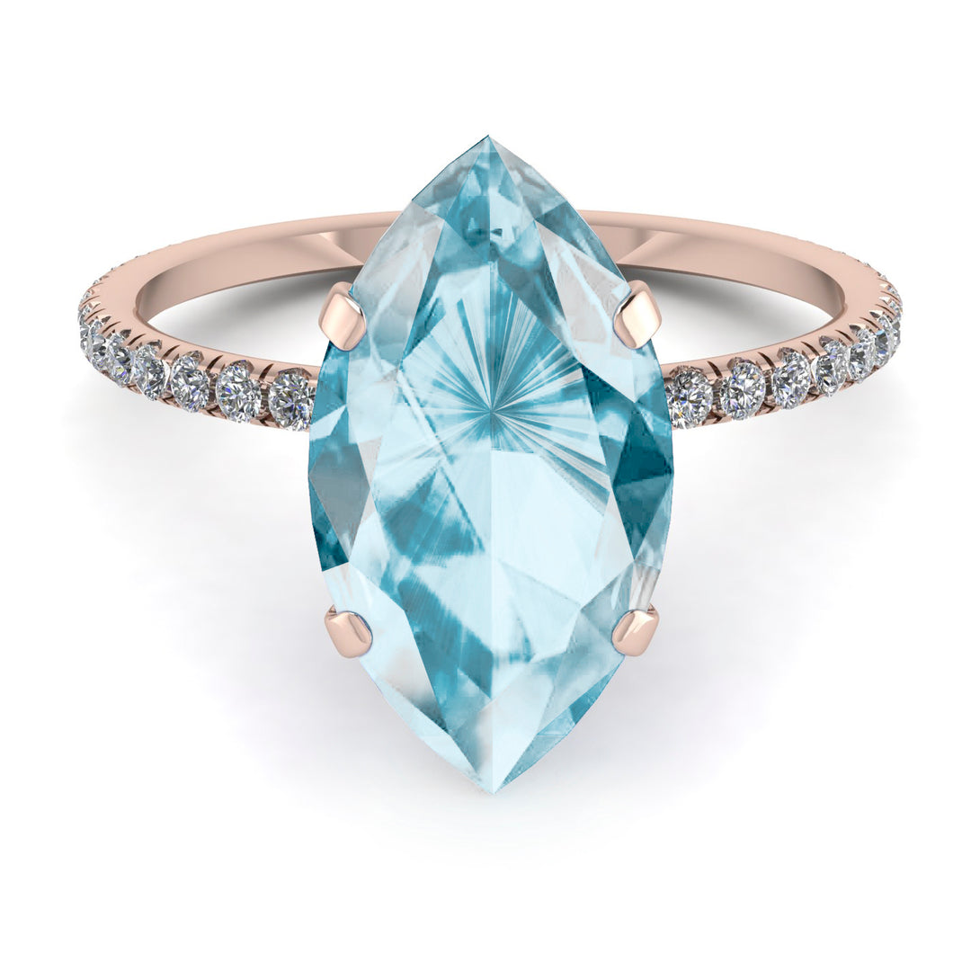 Hidden Halo Marquise Aquamarine Engagement Ring - Journey No. 402