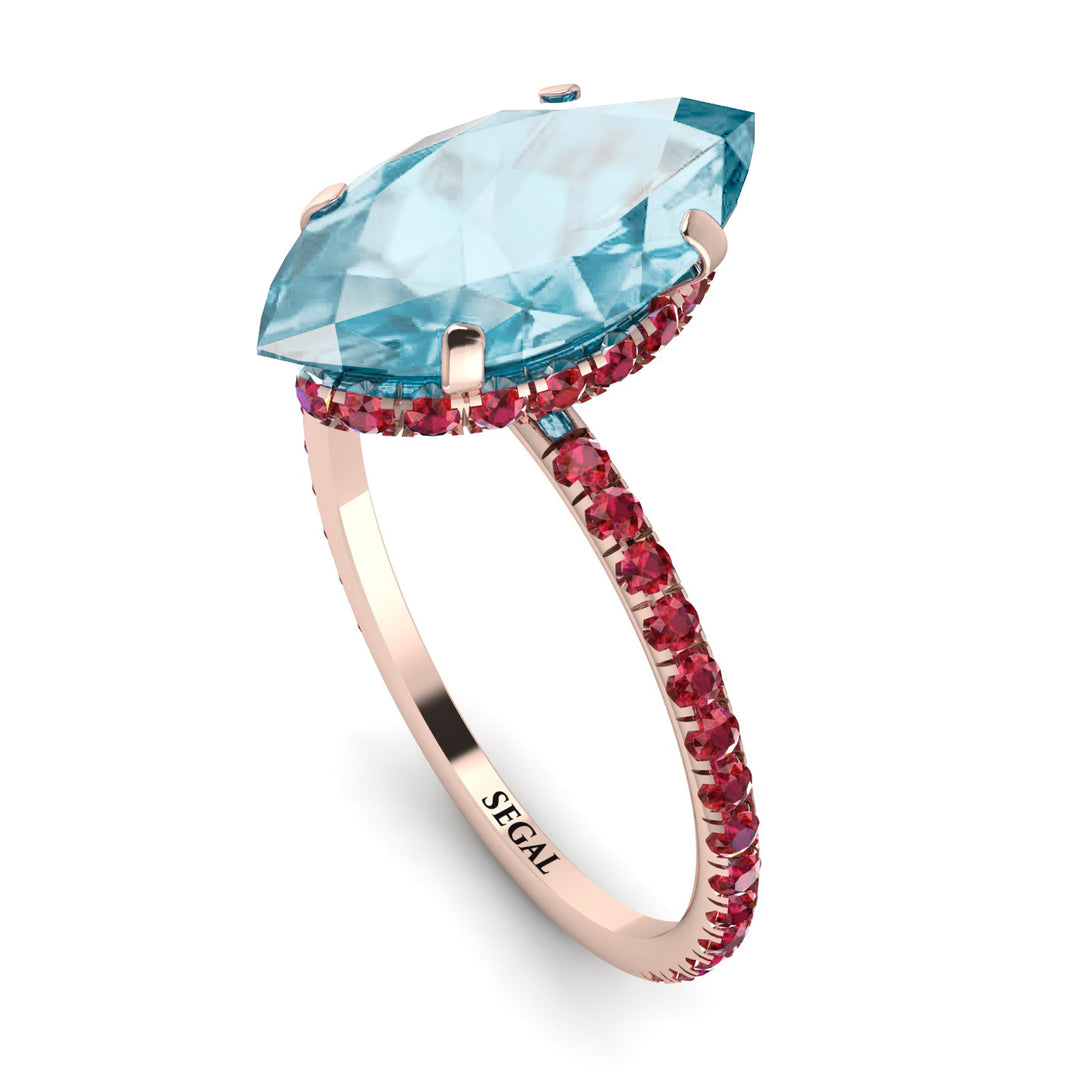 Hidden Halo Marquise Aquamarine Engagement Ring - Journey No. 411