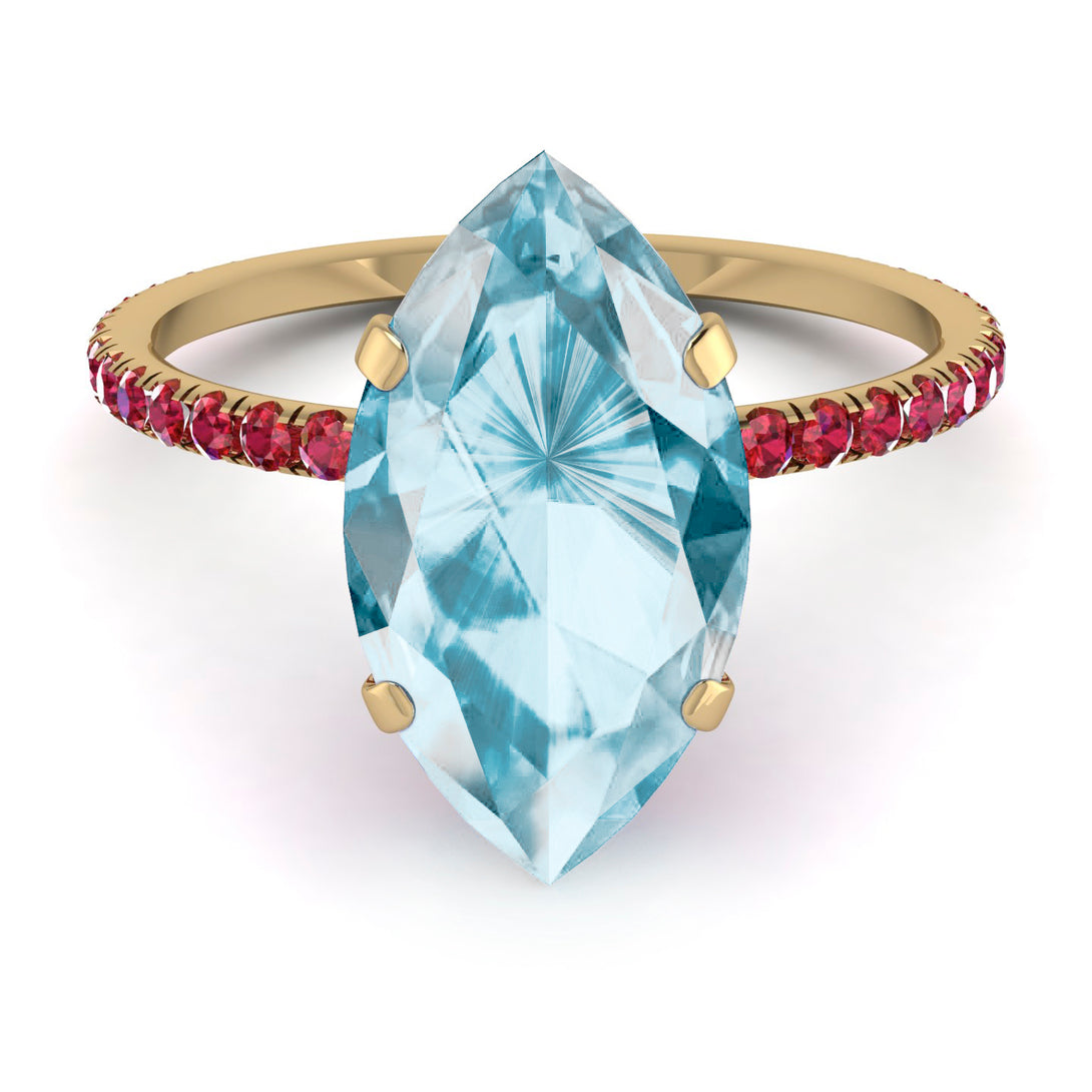Hidden Halo Marquise Aquamarine Engagement Ring - Journey No. 410