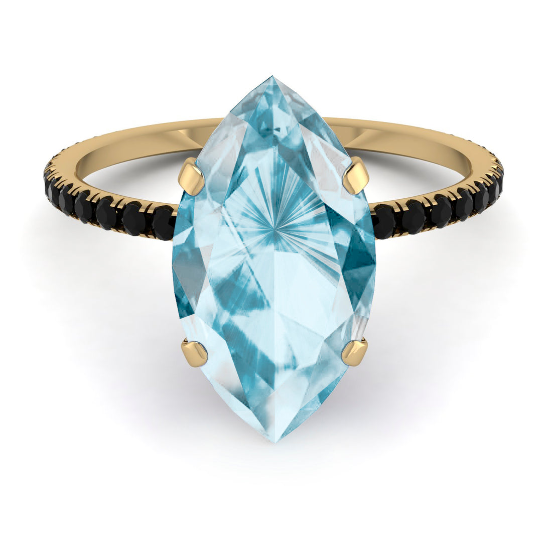 Hidden Halo Marquise Aquamarine Engagement Ring - Journey No. 407