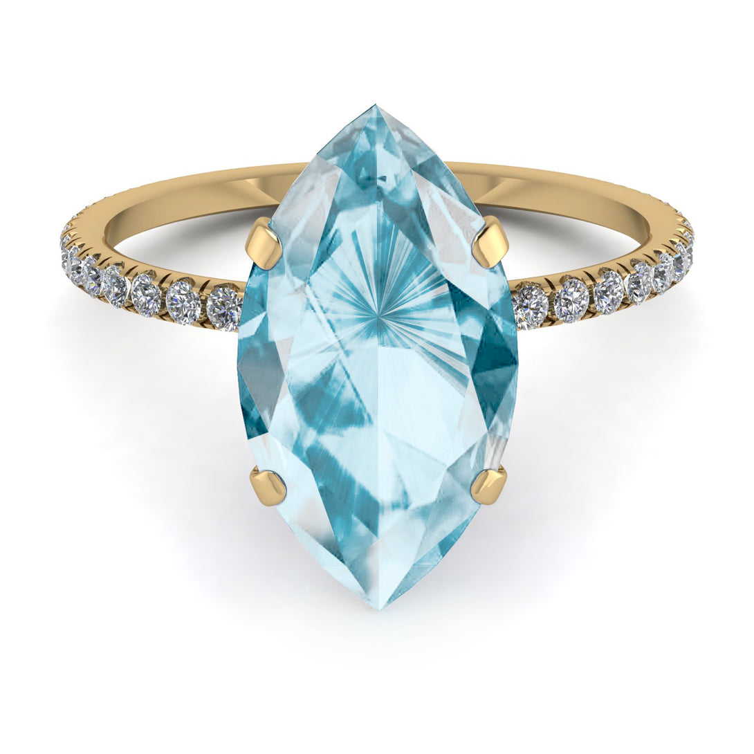 Hidden Halo Marquise Aquamarine Engagement Ring - Journey No. 401