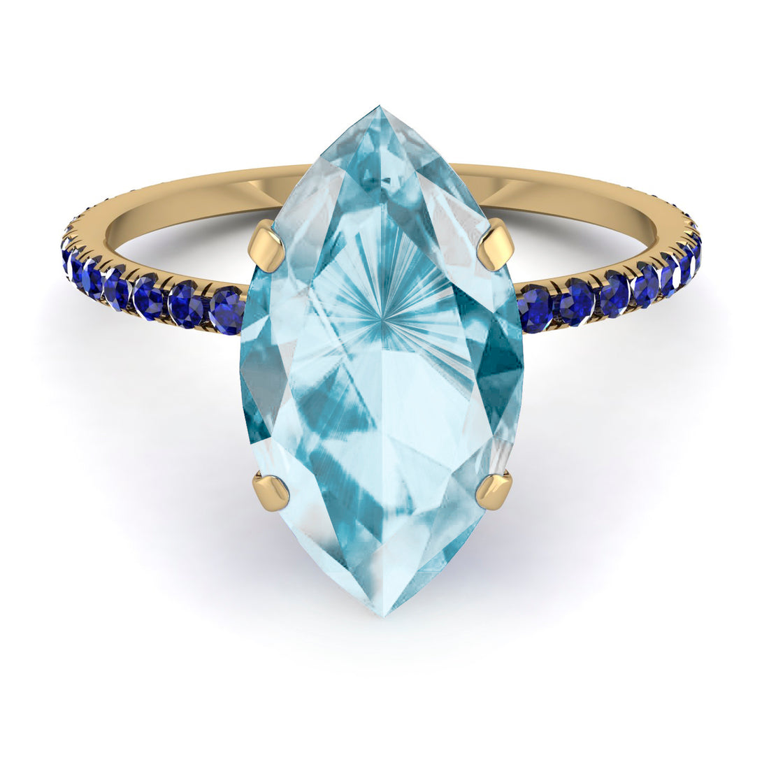 Hidden Halo Marquise Aquamarine Engagement Ring - Journey No. 413