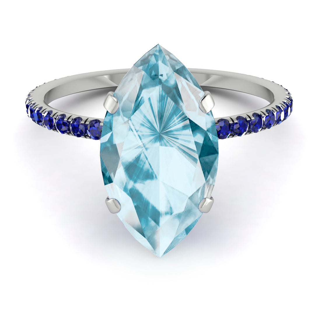 Hidden Halo Marquise Aquamarine Engagement Ring - Journey No. 415