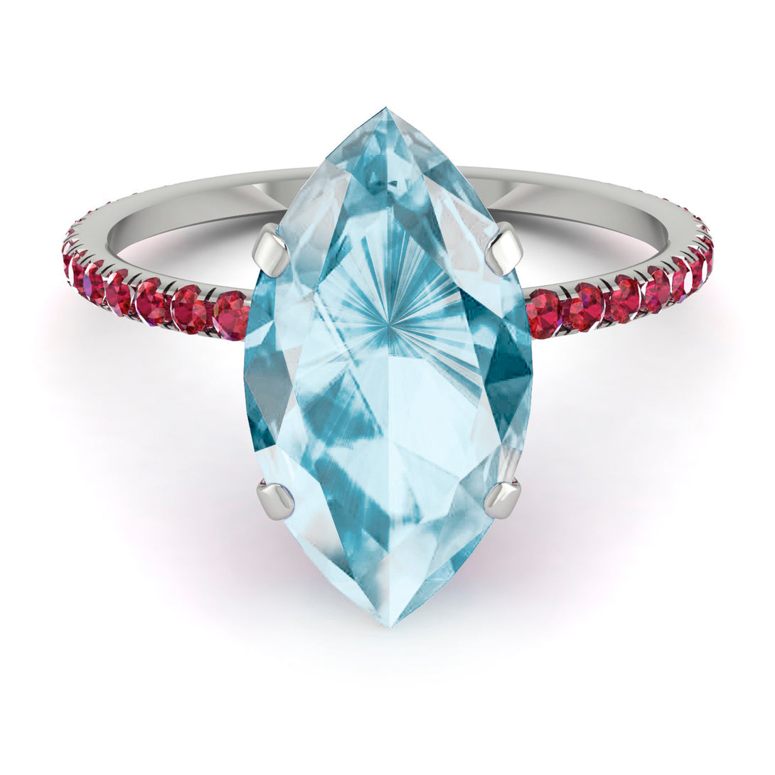 Hidden Halo Marquise Aquamarine Engagement Ring - Journey No. 412