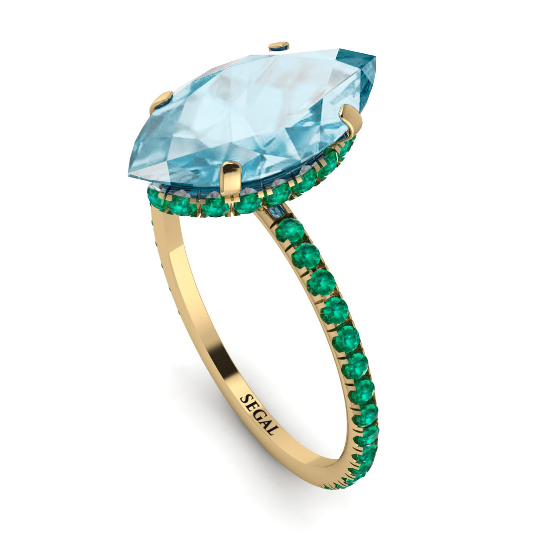 Hidden Halo Marquise Aquamarine Engagement Ring - Journey No. 404