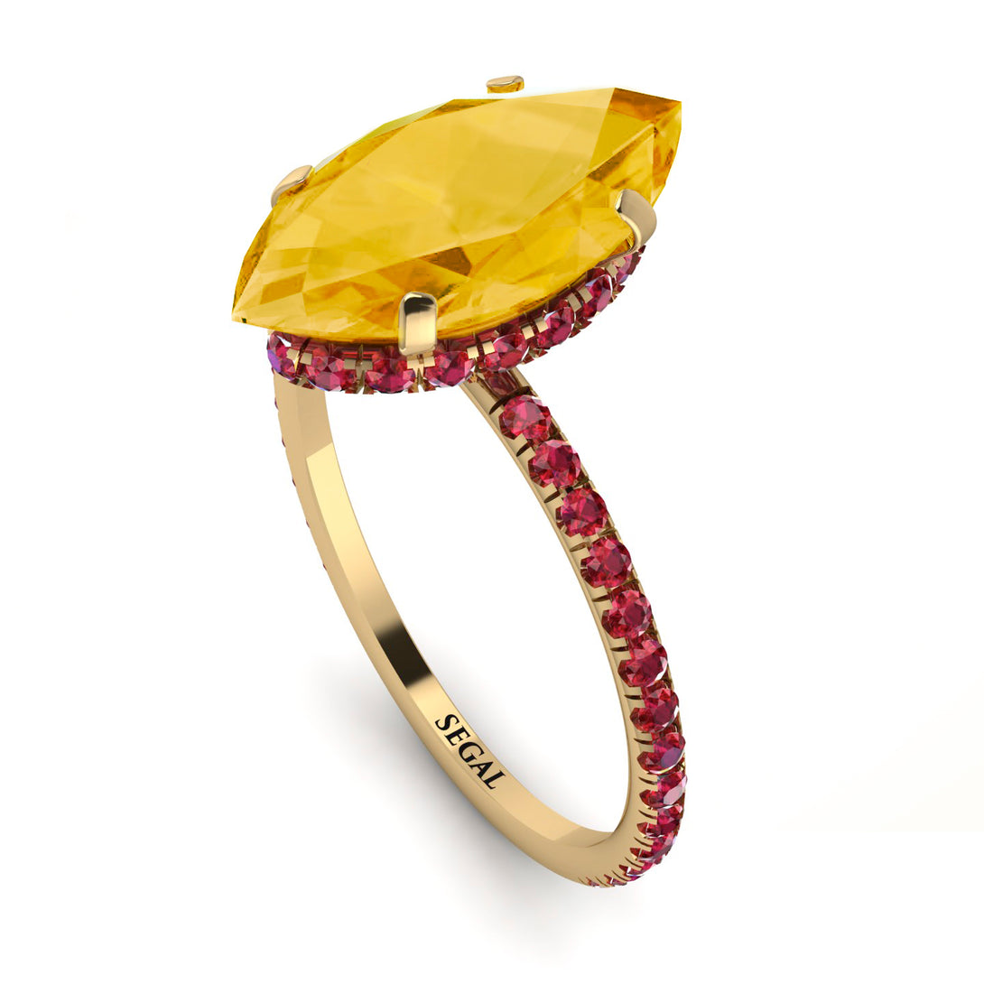 Hidden Halo Marquise Citrine Engagement Ring - Journey No. 610