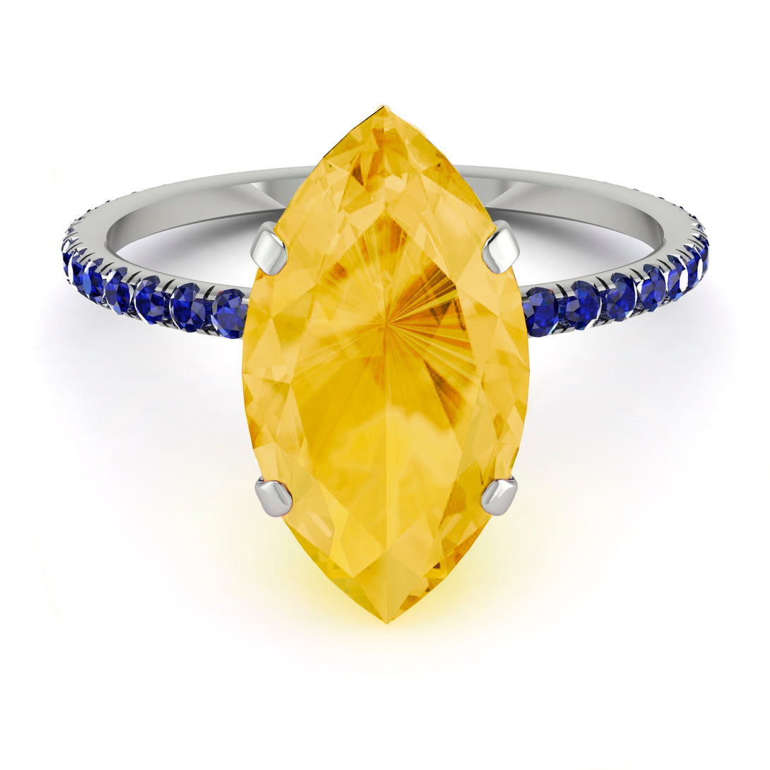 Hidden Halo Marquise Citrine Engagement Ring - Journey No. 615