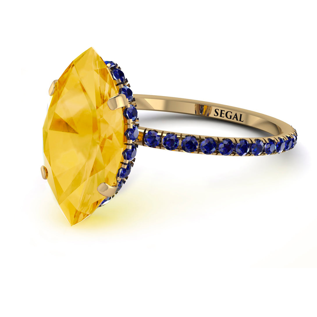 Hidden Halo Marquise Citrine Engagement Ring - Journey No. 613