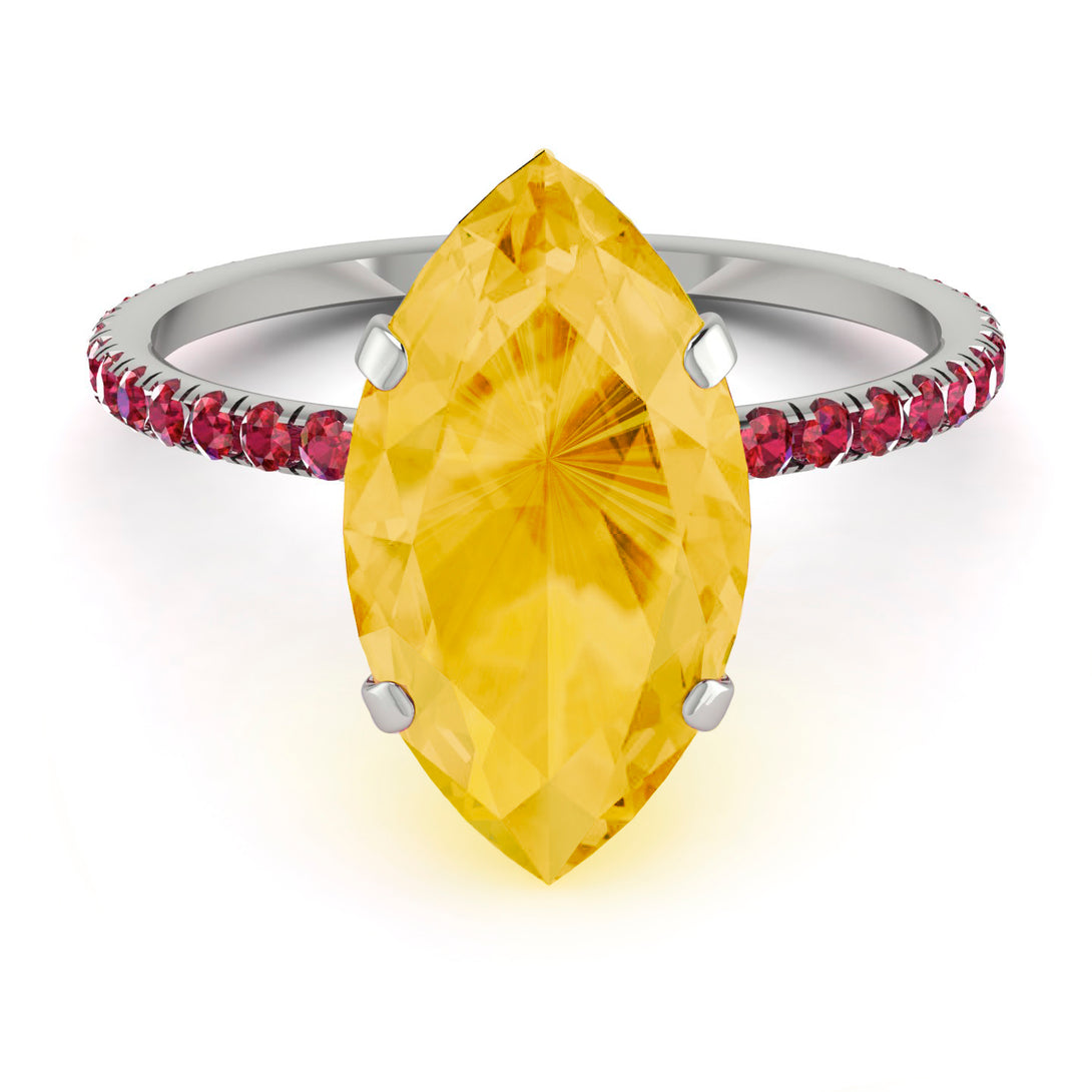 Hidden Halo Marquise Citrine Engagement Ring - Journey No. 612
