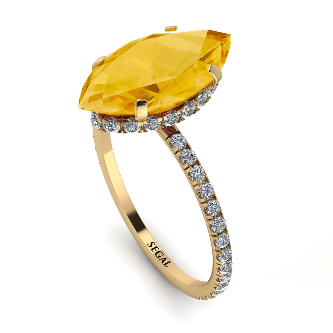 Hidden Halo Marquise Citrine Engagement Ring - Journey No. 601