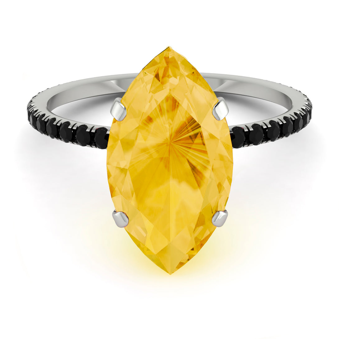 Hidden Halo Marquise Citrine Engagement Ring - Journey No. 609