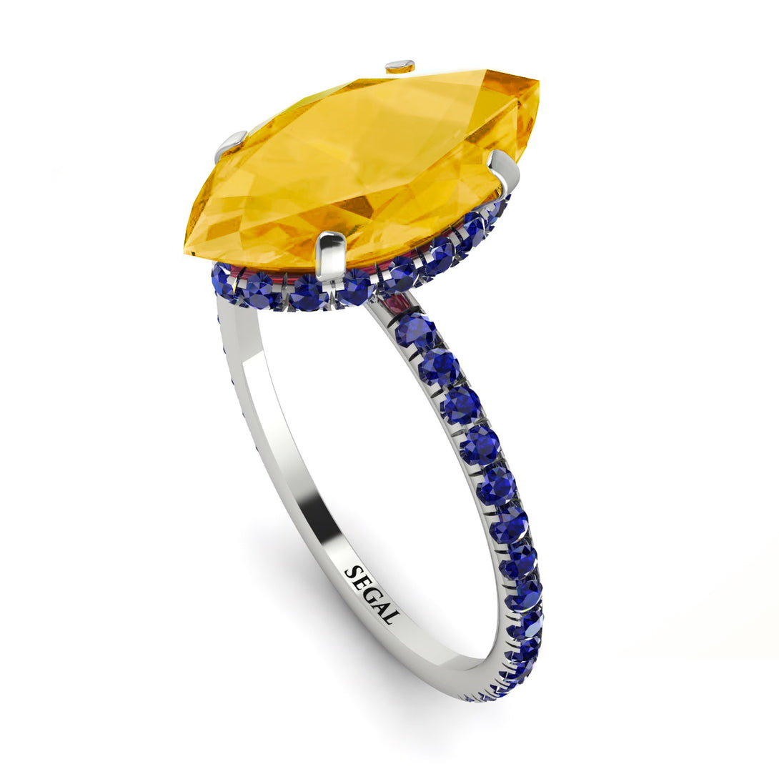 Hidden Halo Marquise Citrine Engagement Ring - Journey No. 615