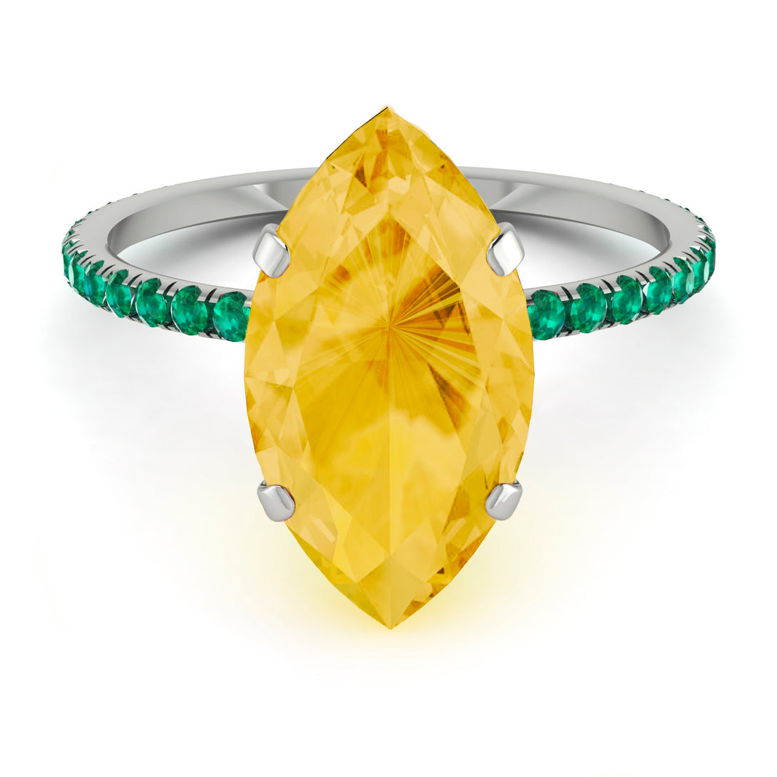 Hidden Halo Marquise Citrine Engagement Ring - Journey No. 606