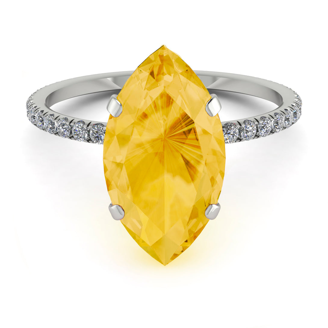 Hidden Halo Marquise Citrine Engagement Ring - Journey No. 603
