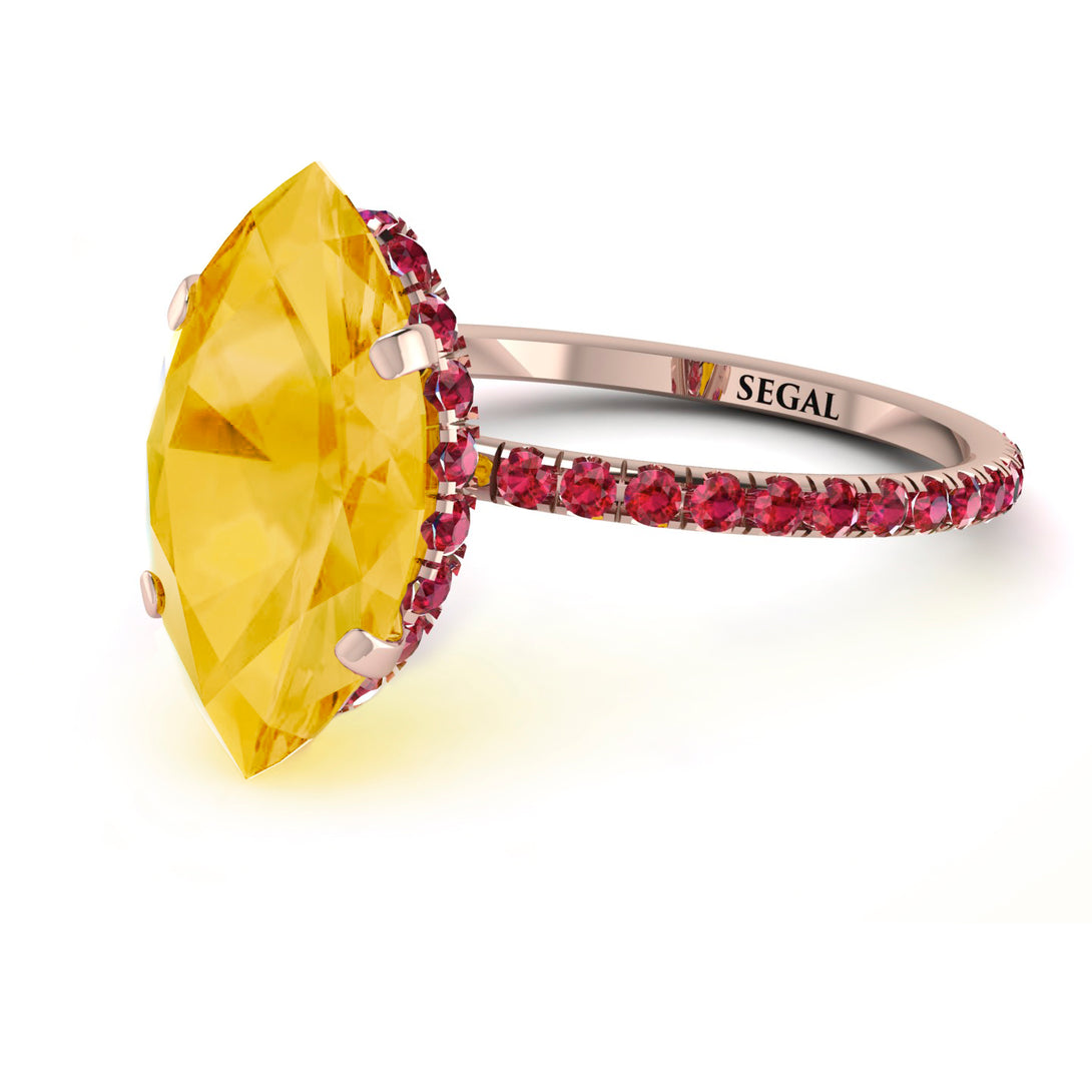 Hidden Halo Marquise Citrine Engagement Ring - Journey No. 611