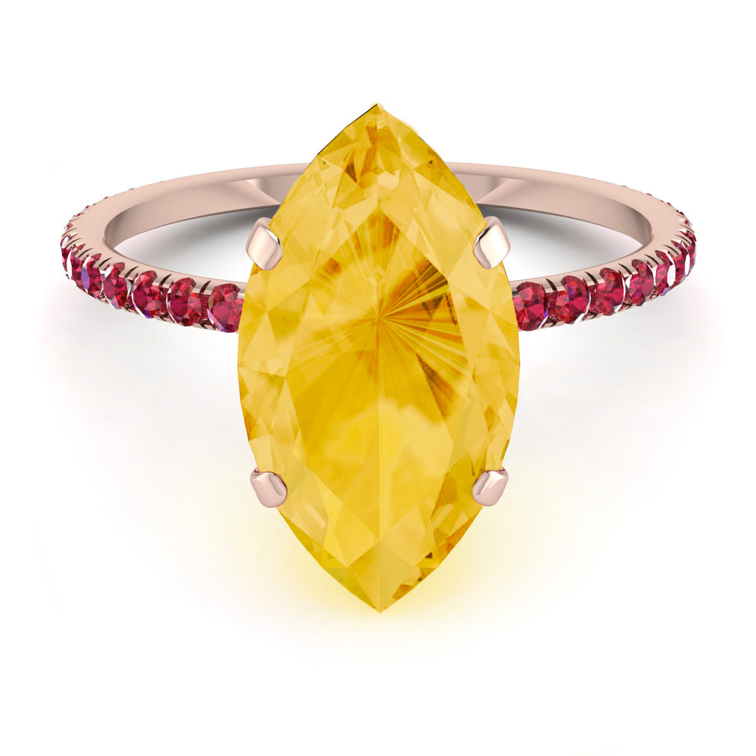 Hidden Halo Marquise Citrine Engagement Ring - Journey No. 611