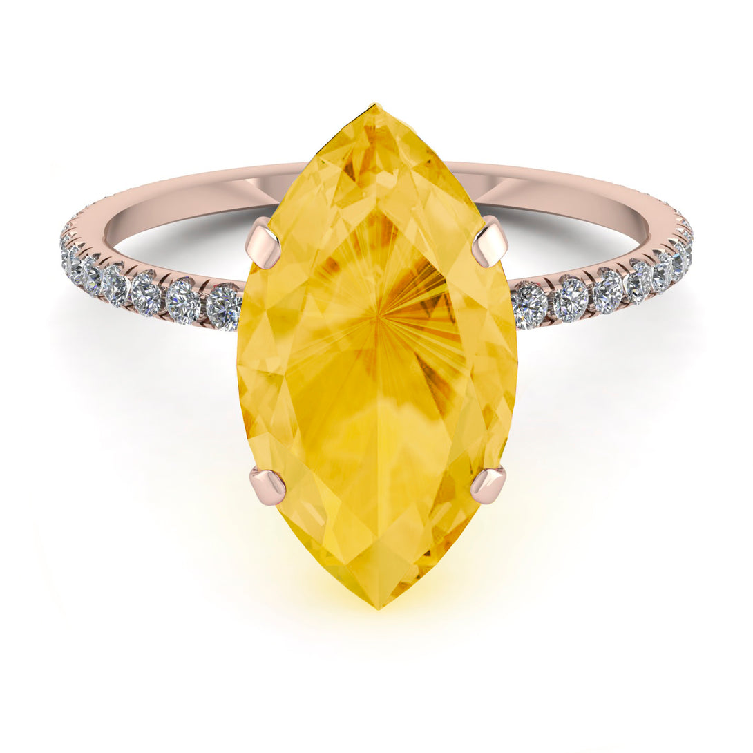 Hidden Halo Marquise Citrine Engagement Ring - Journey No. 602