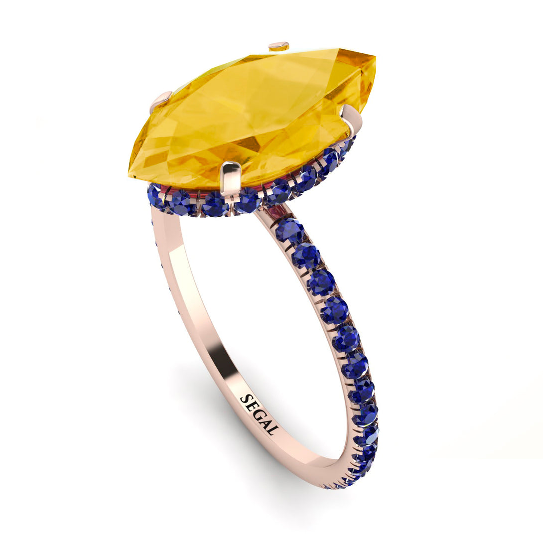 Hidden Halo Marquise Citrine Engagement Ring - Journey No. 614