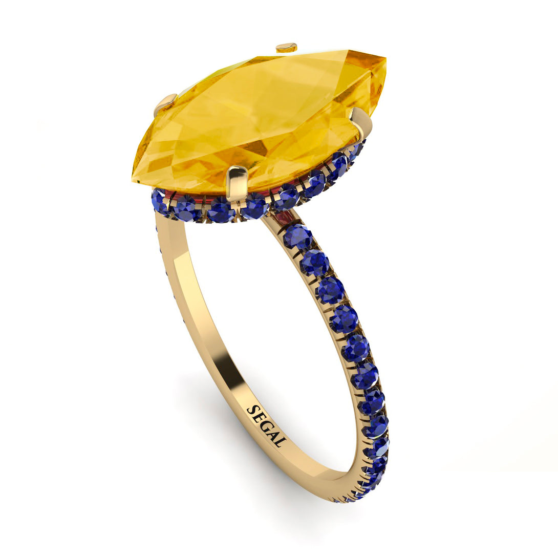 Hidden Halo Marquise Citrine Engagement Ring - Journey No. 613
