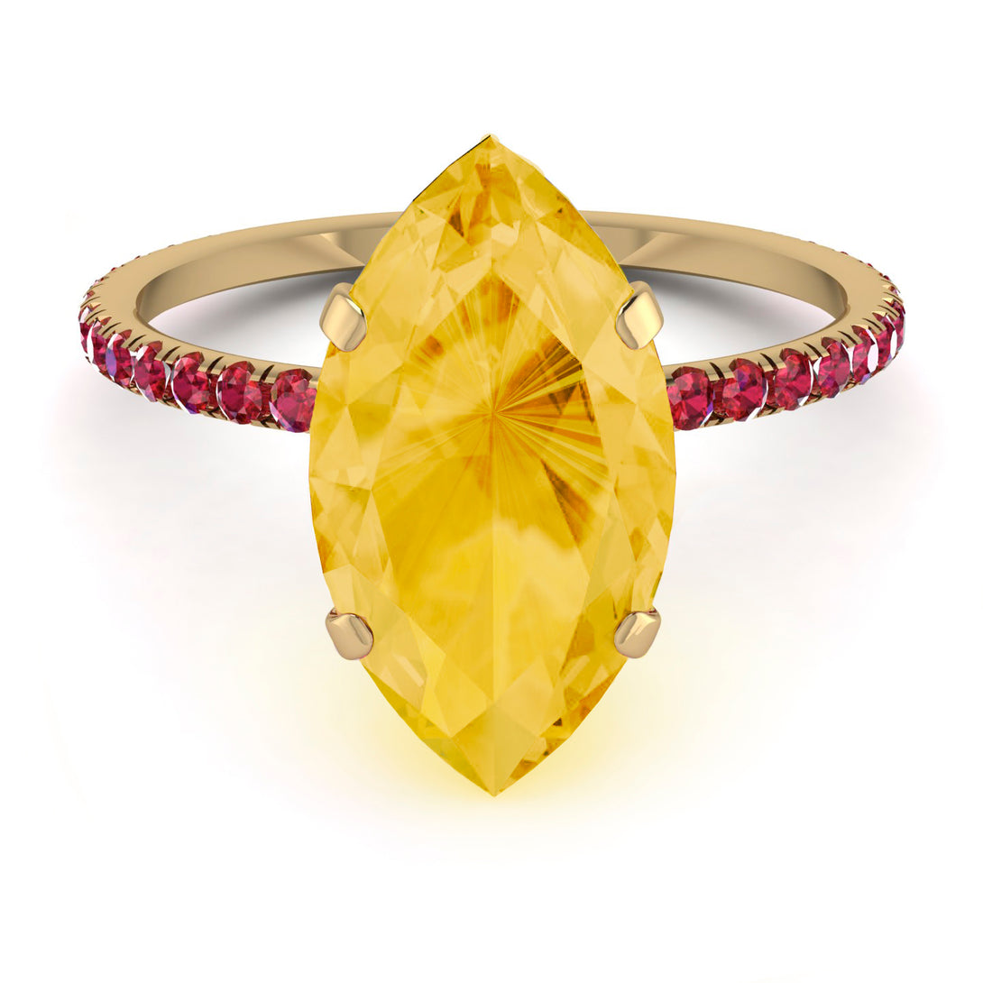 Hidden Halo Marquise Citrine Engagement Ring - Journey No. 610