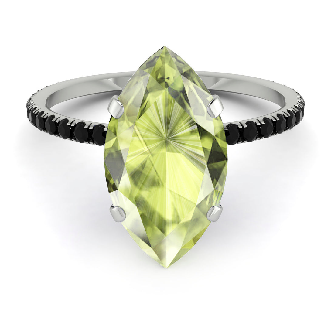 Hidden Halo Marquise Peridot Engagement Ring - Journey No. 709