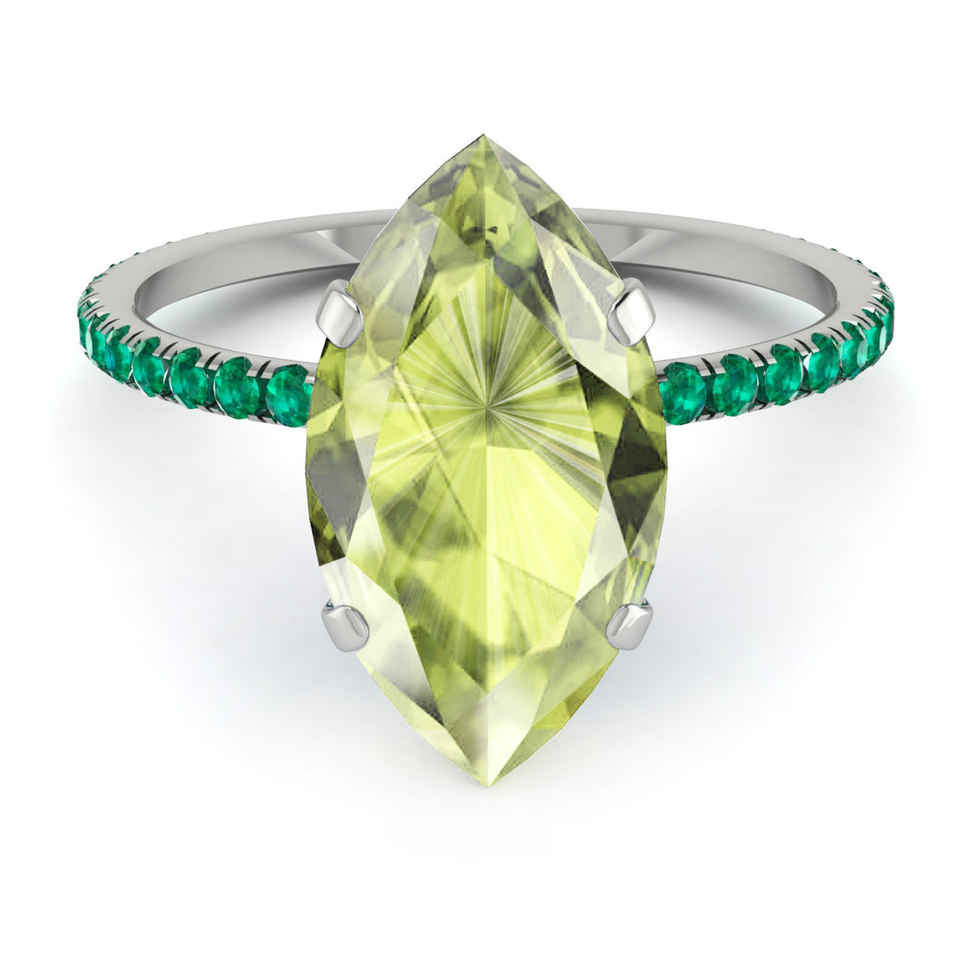 Hidden Halo Marquise Peridot Engagement Ring - Journey No. 706