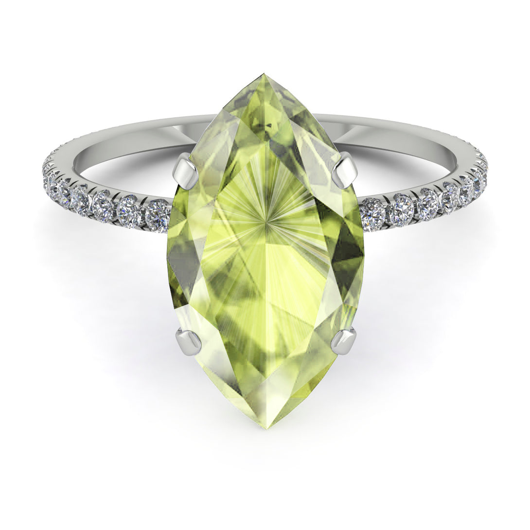 Hidden Halo Marquise Peridot Engagement Ring - Journey No. 703