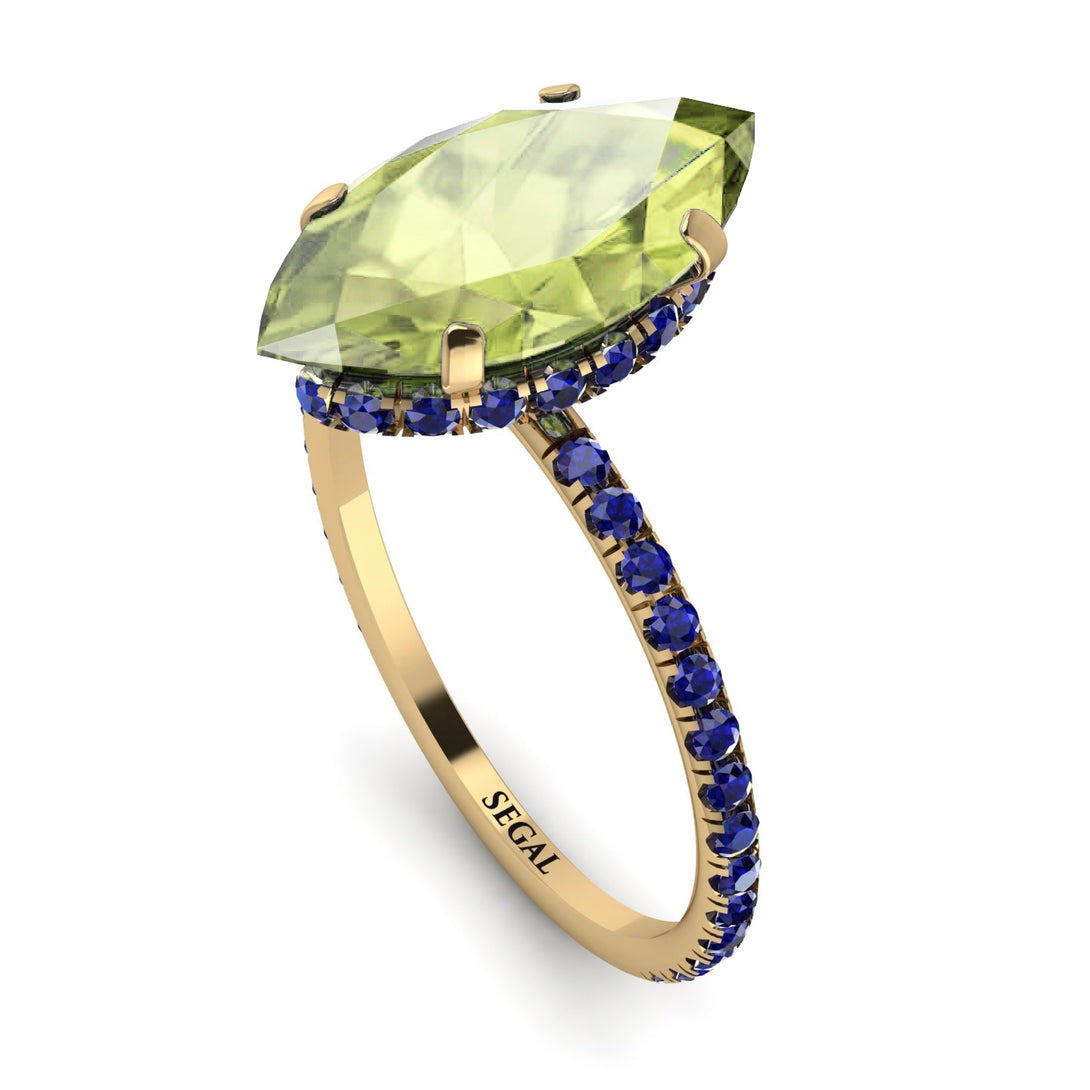 Hidden Halo Marquise Peridot Engagement Ring - Journey No. 713