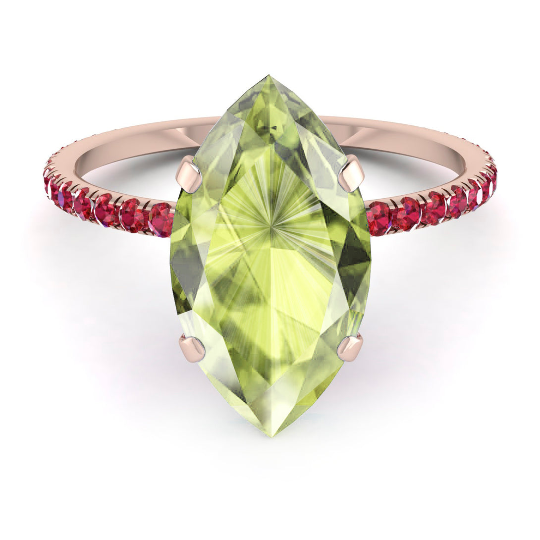 Hidden Halo Marquise Peridot Engagement Ring - Journey No. 711