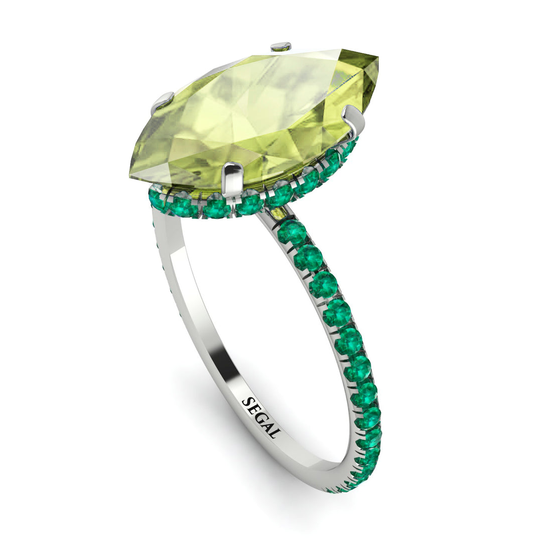 Hidden Halo Marquise Peridot Engagement Ring - Journey No. 706