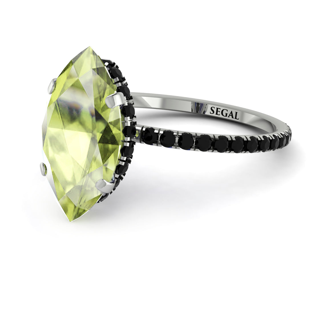 Hidden Halo Marquise Peridot Engagement Ring - Journey No. 709