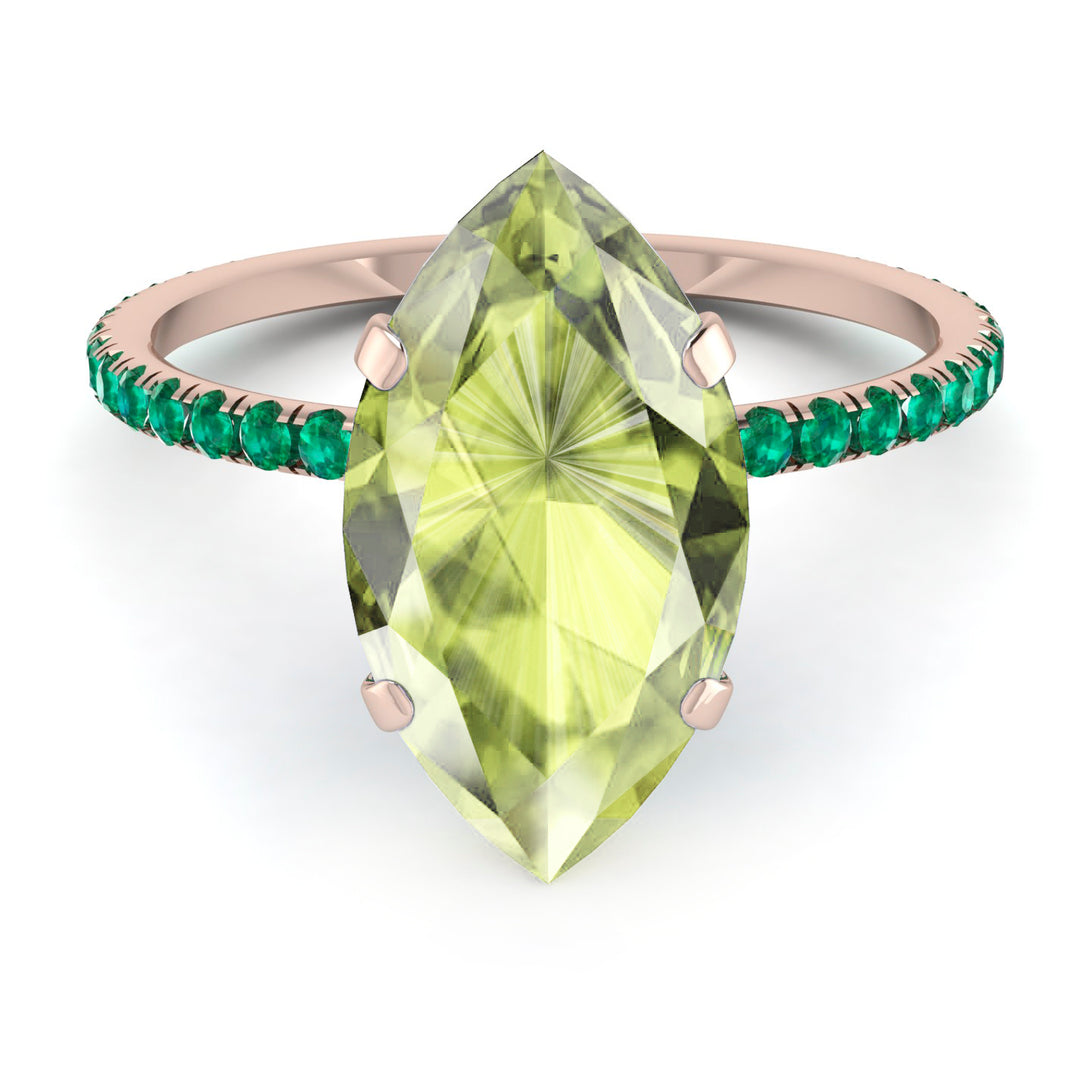 Hidden Halo Marquise Peridot Engagement Ring - Journey No. 705