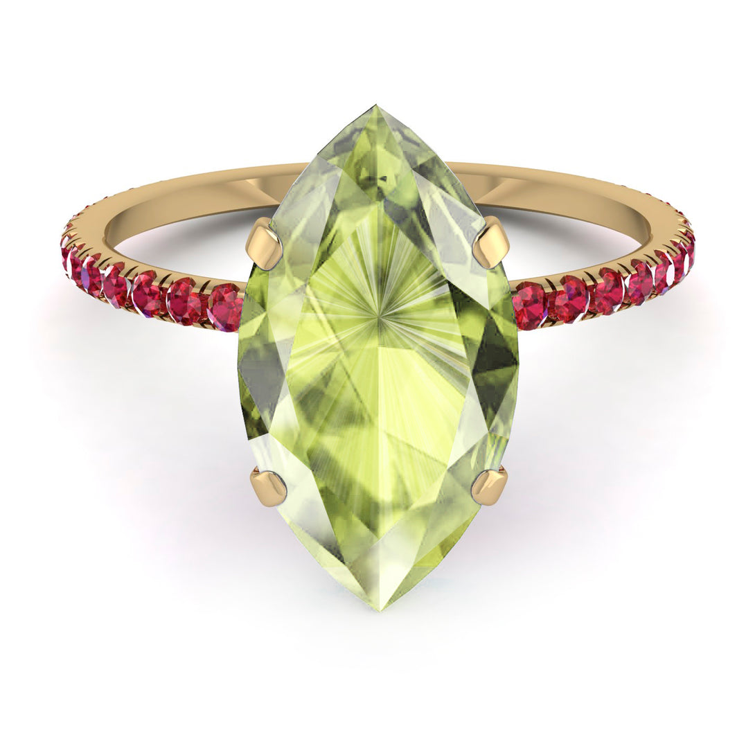 Hidden Halo Marquise Peridot Engagement Ring - Journey No. 710
