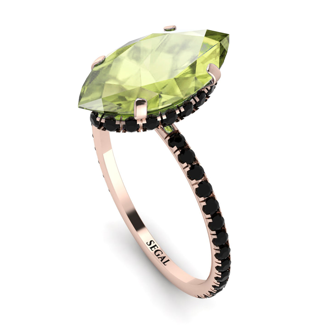 Hidden Halo Marquise Peridot Engagement Ring - Journey No. 708