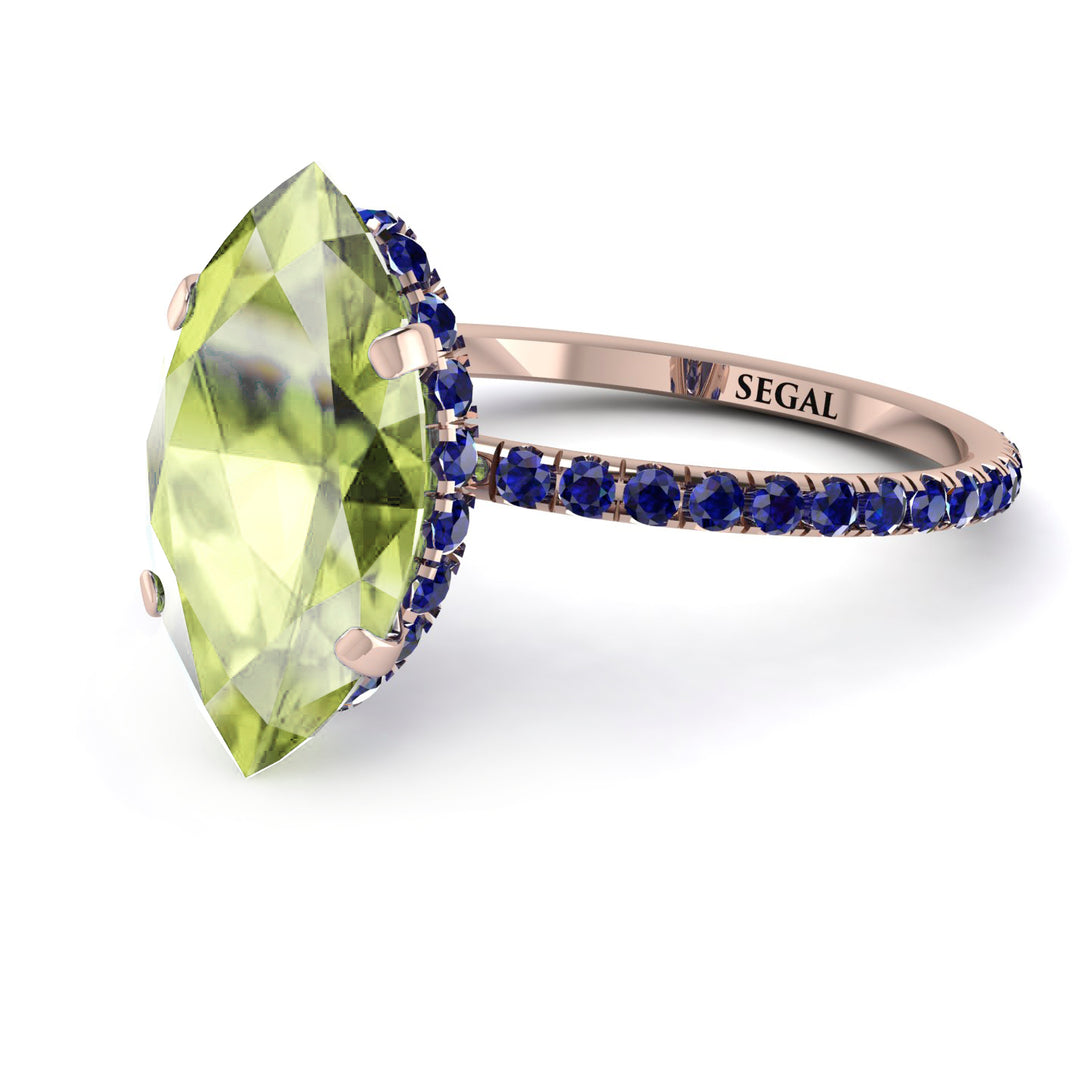 Hidden Halo Marquise Peridot Engagement Ring - Journey No. 714