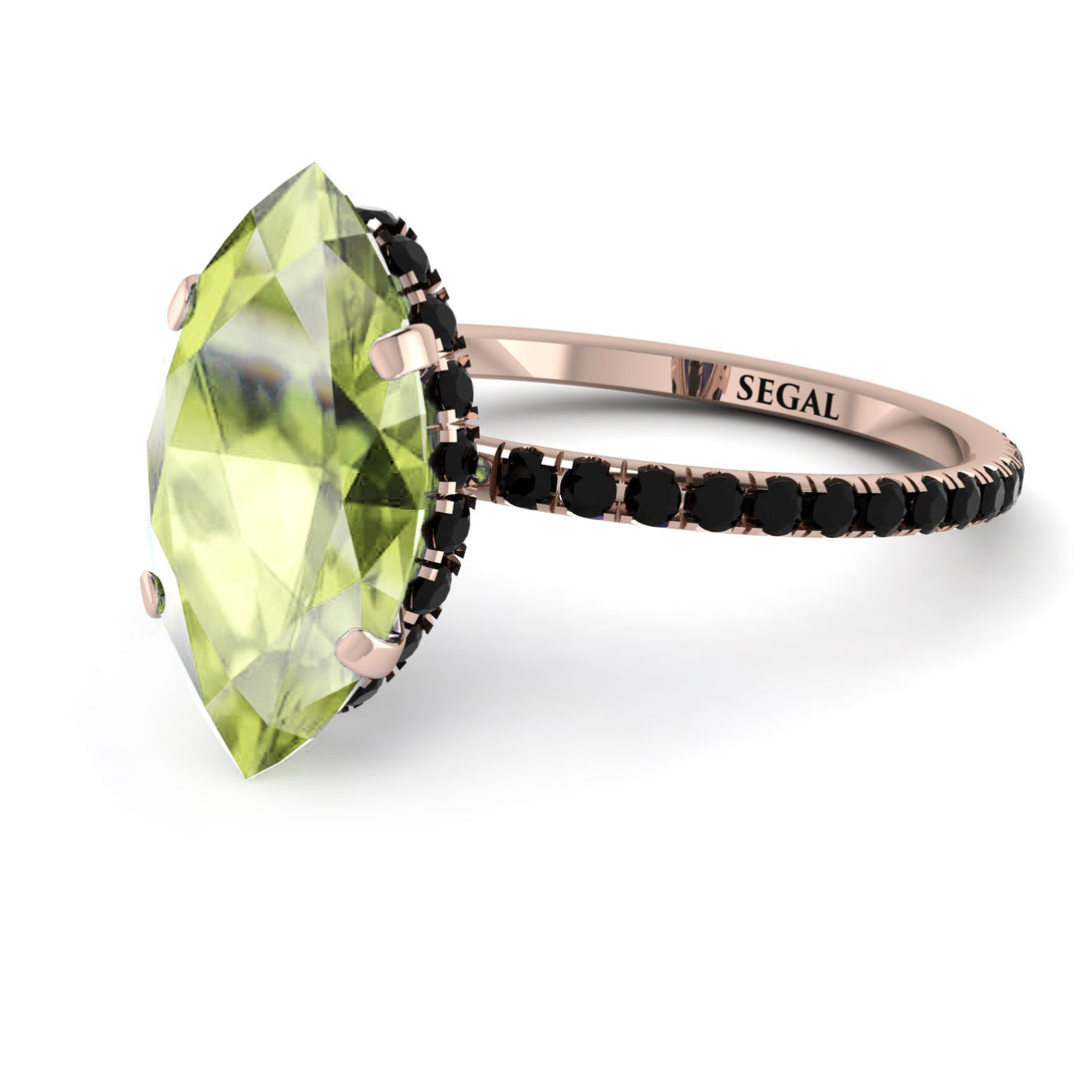 Hidden Halo Marquise Peridot Engagement Ring - Journey No. 708