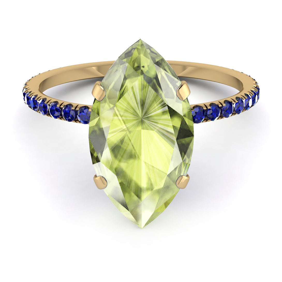 Hidden Halo Marquise Peridot Engagement Ring - Journey No. 713