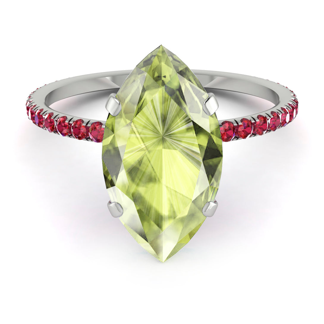 Hidden Halo Marquise Peridot Engagement Ring - Journey No. 712