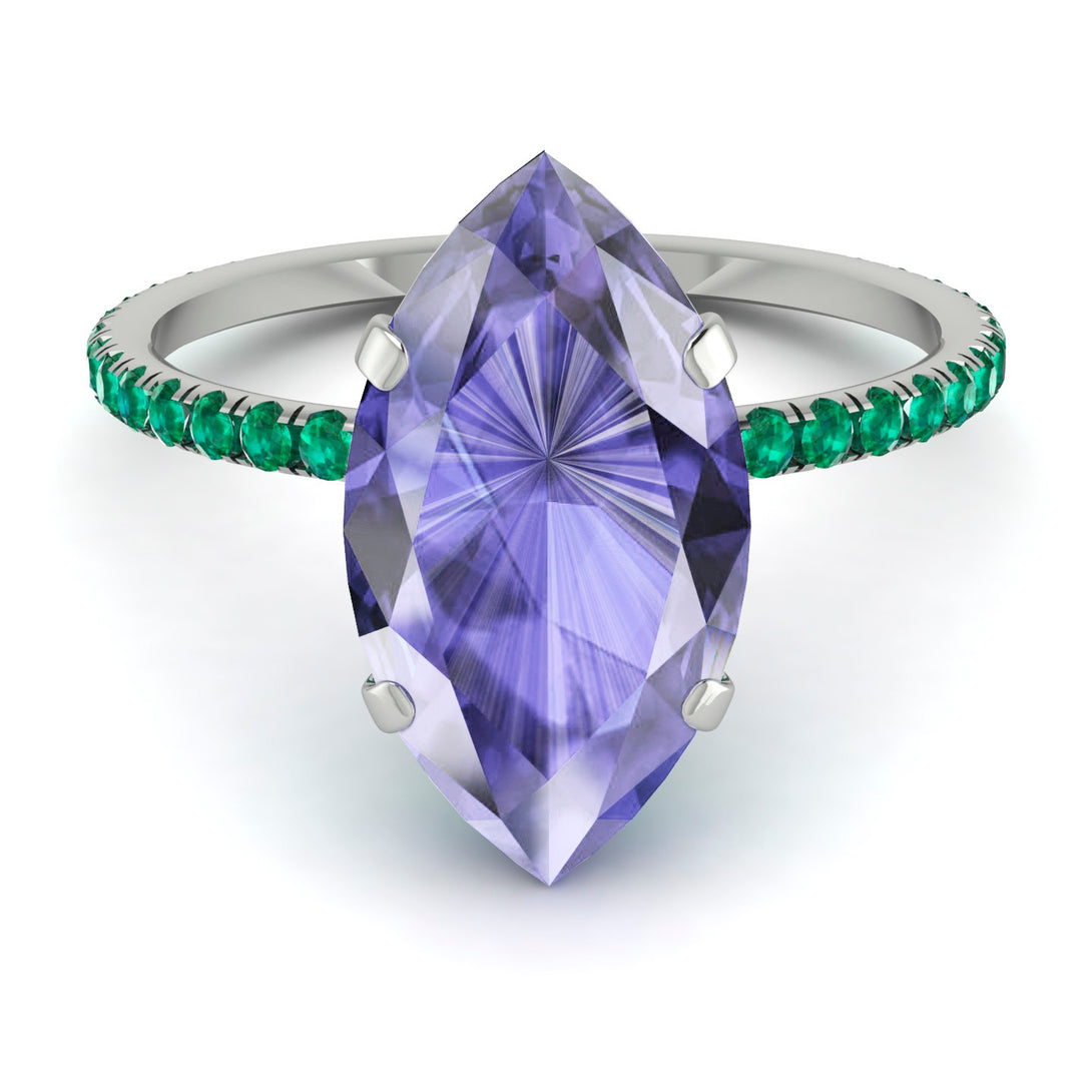 Hidden Halo Marquise Tanzanite Engagement Ring - Journey No. 206