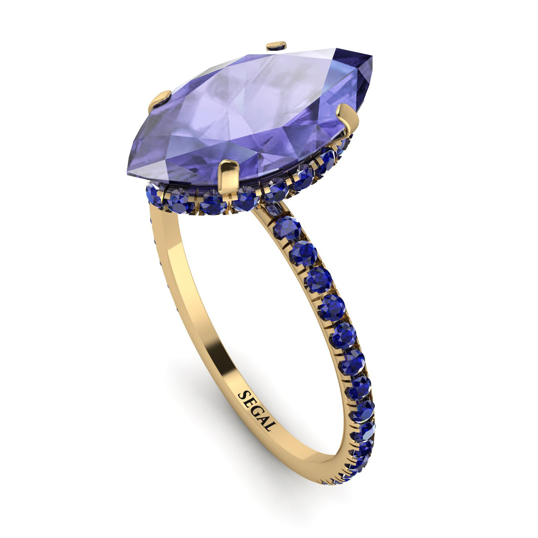 Hidden Halo Marquise Tanzanite Engagement Ring - Journey No. 213