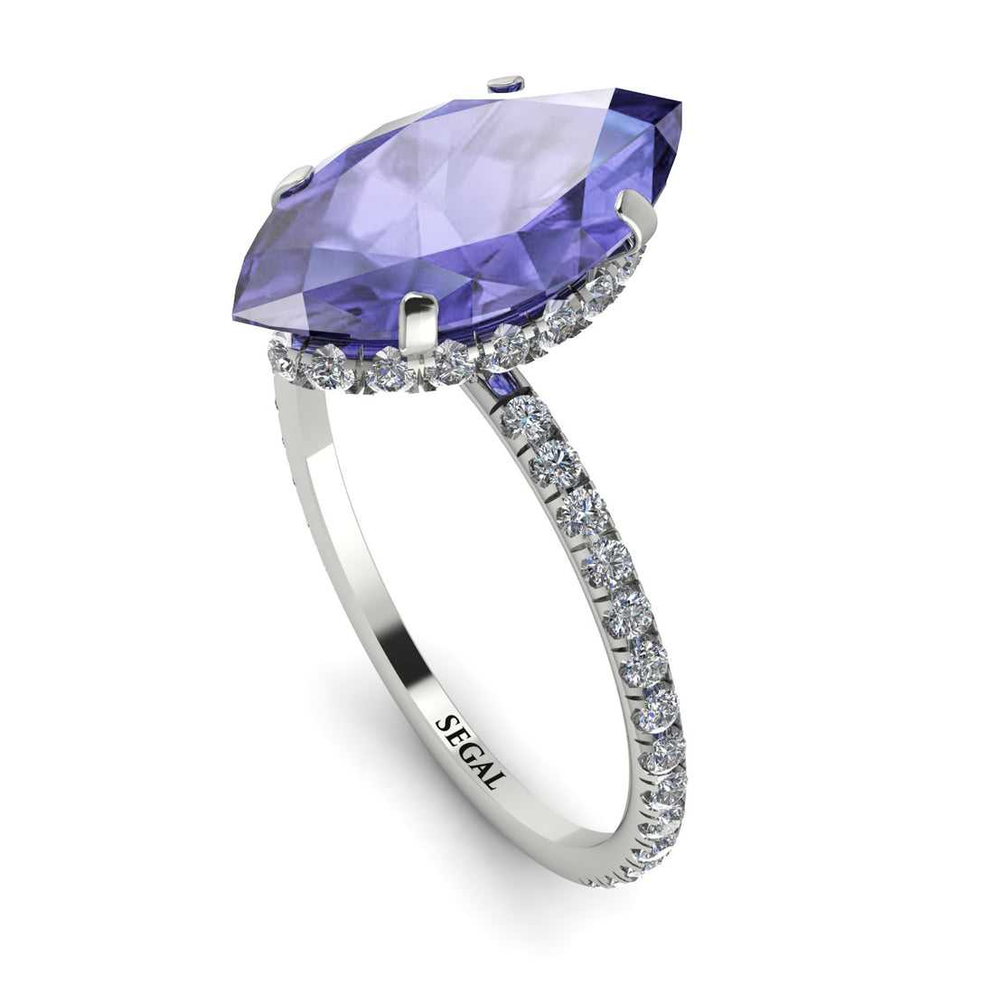 Hidden Halo Marquise Tanzanite Engagement Ring - Journey No. 203