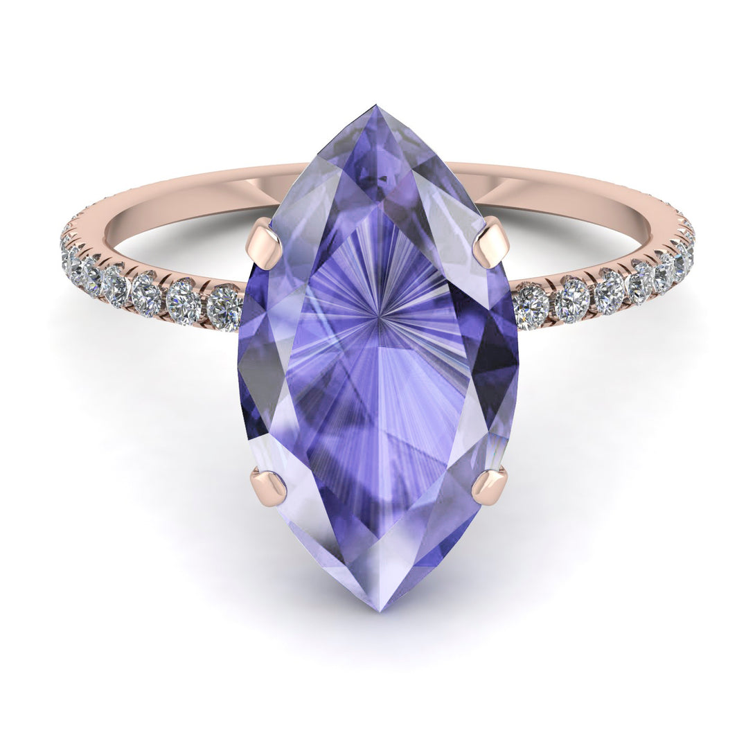 Hidden Halo Marquise Tanzanite Engagement Ring - Journey No. 202