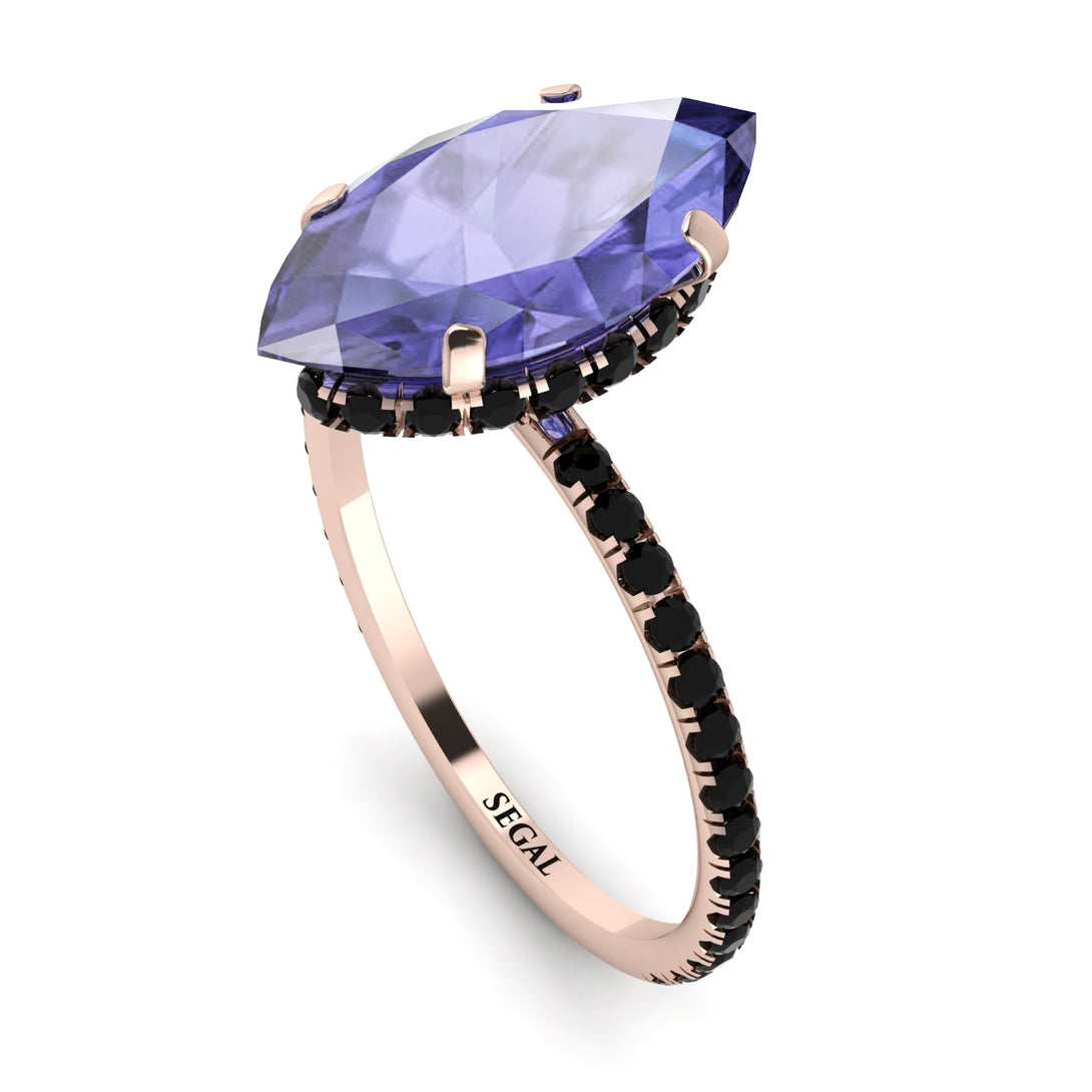 Hidden Halo Marquise Tanzanite Engagement Ring - Journey No. 208