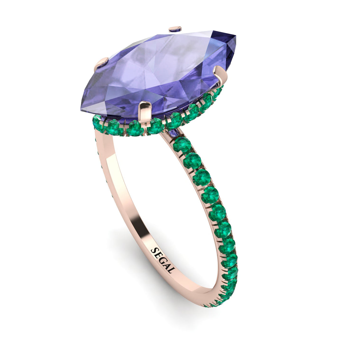 Hidden Halo Marquise Tanzanite Engagement Ring - Journey No. 205